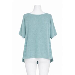 Chicos Size 2 Metallic Linen Blend Top Gentle High Low Hem Career Casual-Large